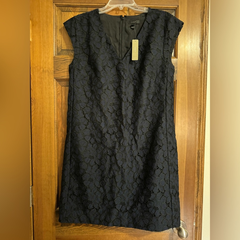JCrew size 12 Navy/Black lace cap sleeve dress
